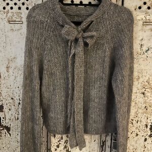 Zara Charcoal Women's Cardigan with Bow Detail